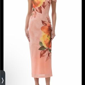 AFRM One Shoulder Peach Floral Dress